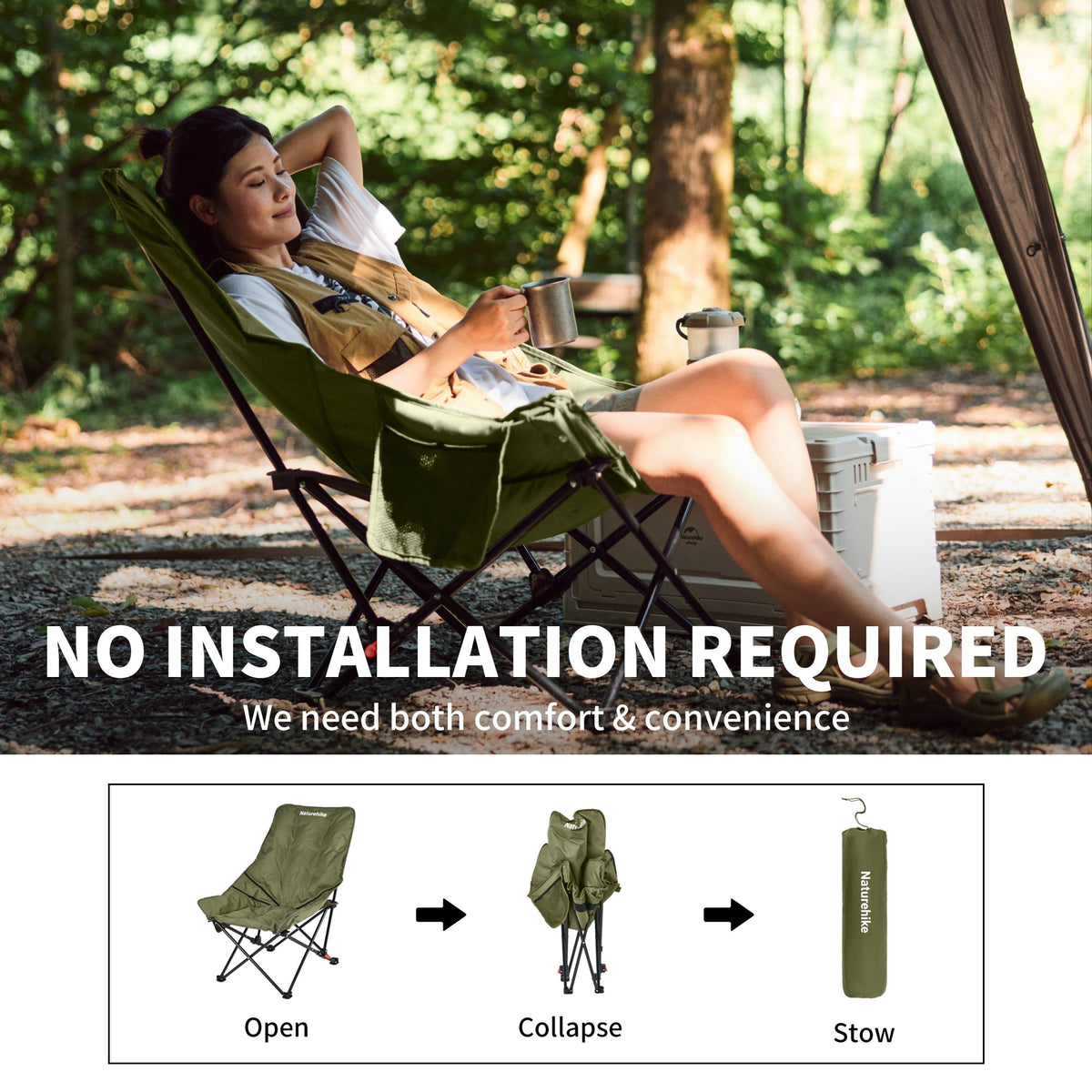 Naturehike Sea Star 001 Push-Up High Back Cotton-Filled Moon Chair Single (2026)
