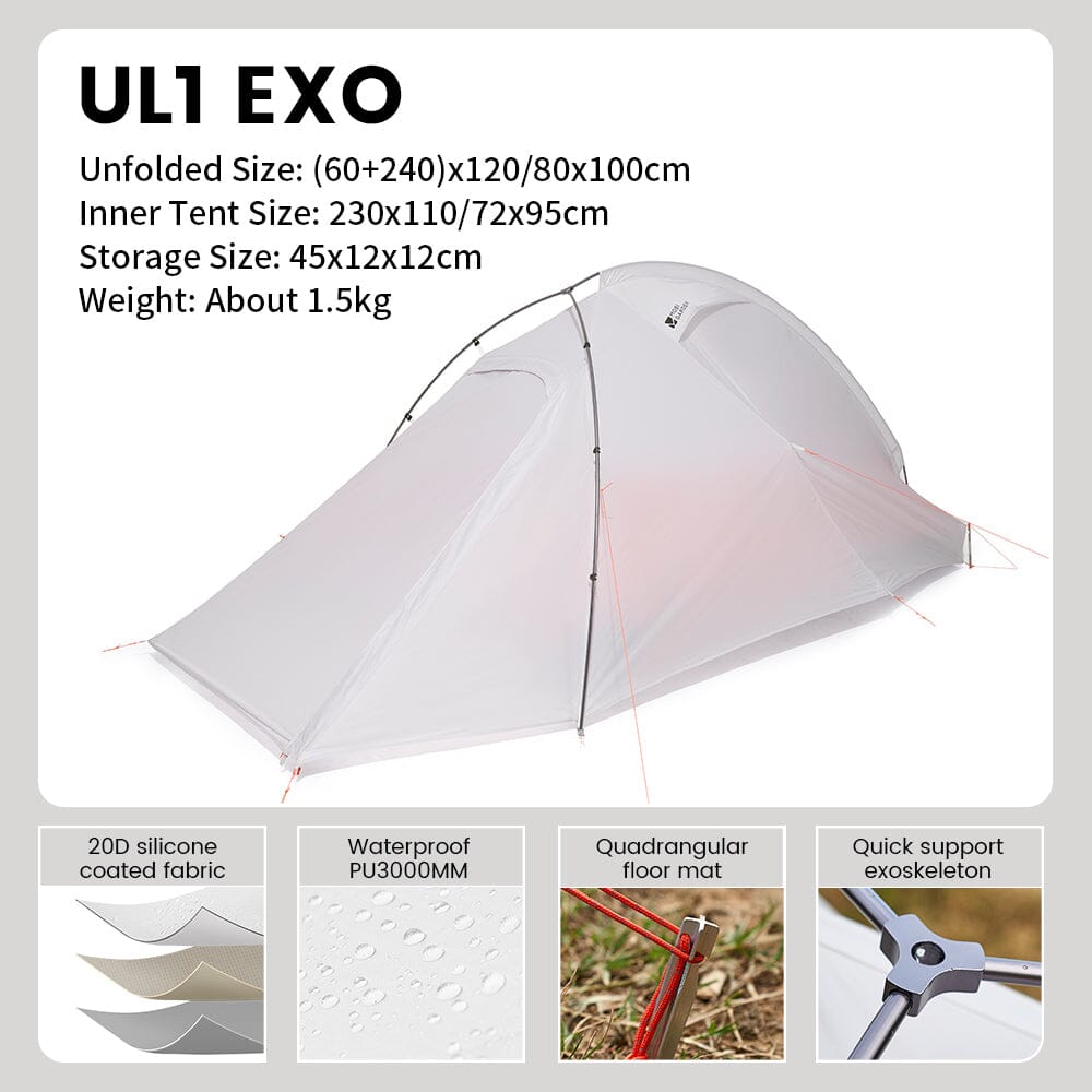 MOBI GARDEN Light Knight Ultralight Hiking Tent (Exoskeleton Version)